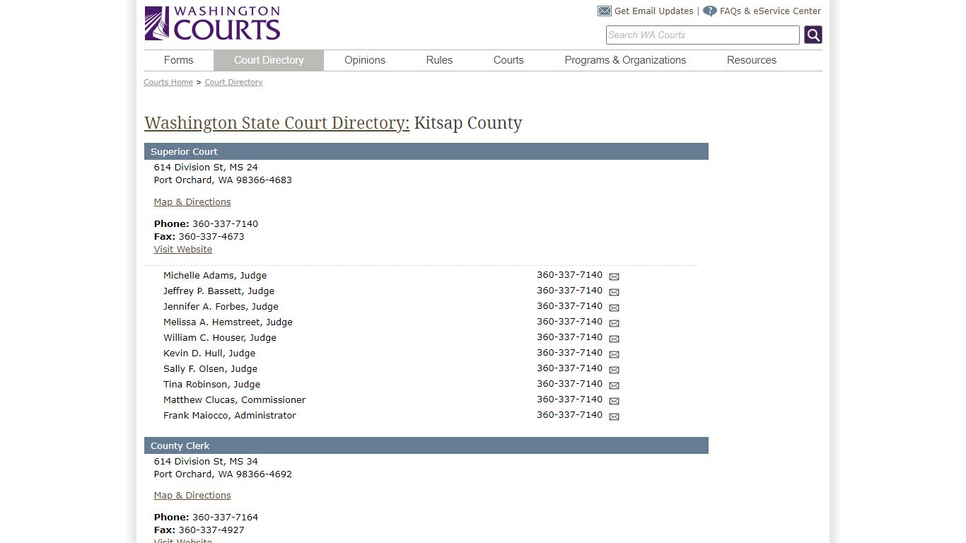 Washington State Courts - Court Directory